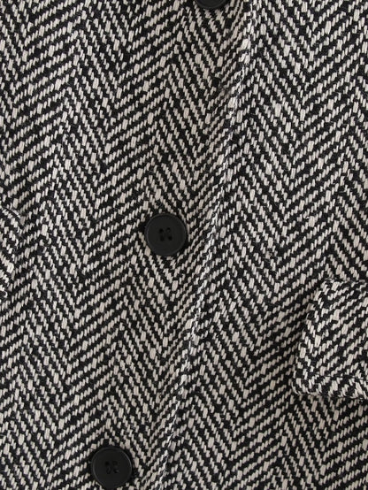 Herringbone Woolen Loose Coat