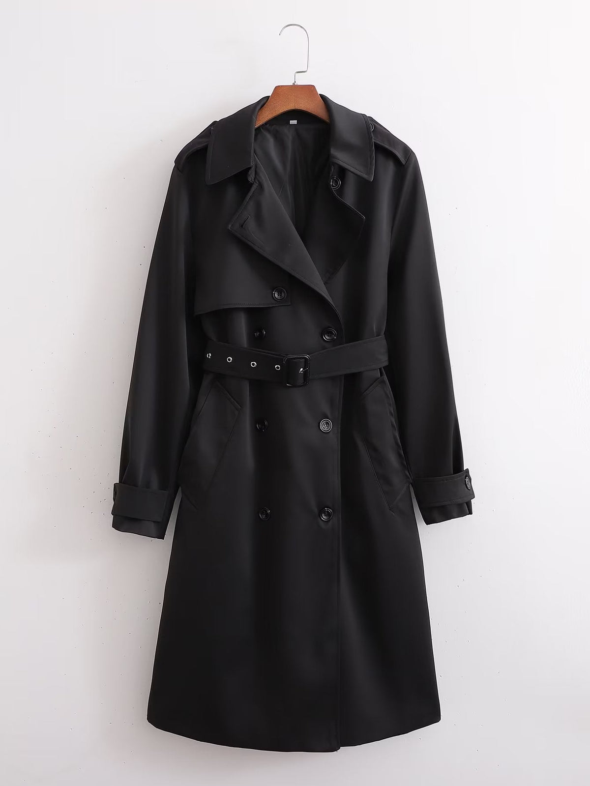Mid Length Trench Coat Black