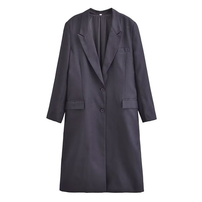 Blended Minimalist Overcoat Jacket Black