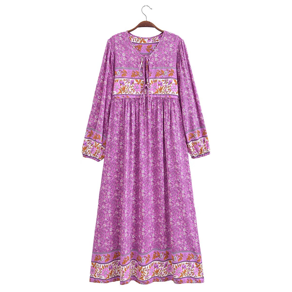 Yumi Tassel Long Sleeve Maxi Dress Multi