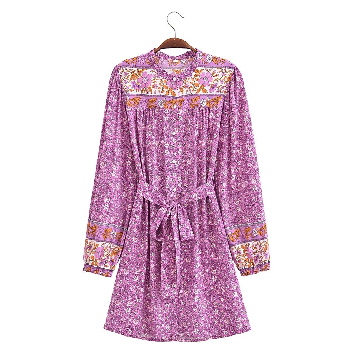 Mila Long Sleeve Mid Length Dress Multi2