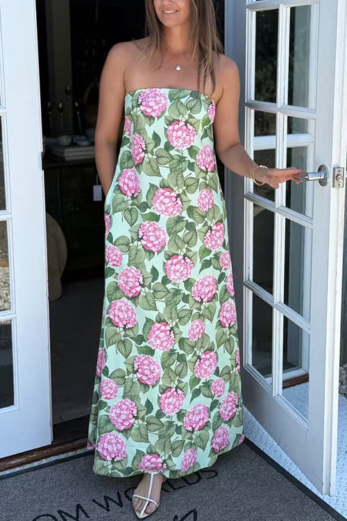 Strapless Tube Jardin Print Maxi Dress