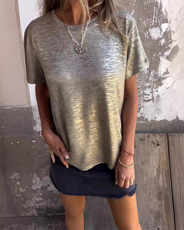 Clidress Silky Soft Metallic Glitter T-shirt
