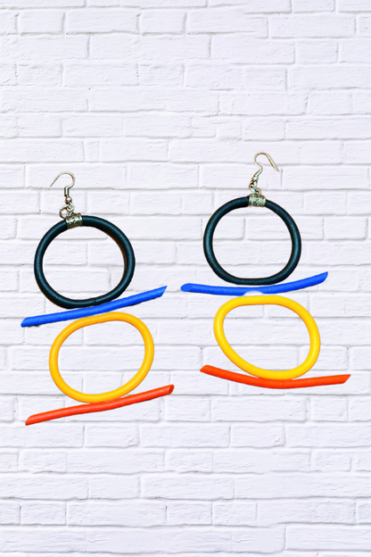 Light Weight Rubber Earrings Multi Colour