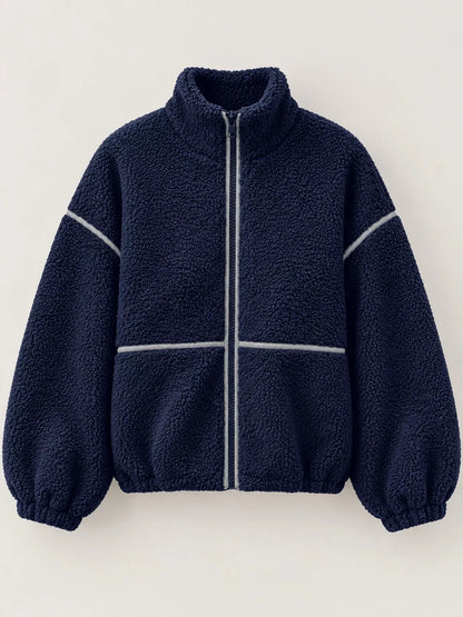 Stand Collar Cozy Sherpa Fleece Zip-Up Jacket