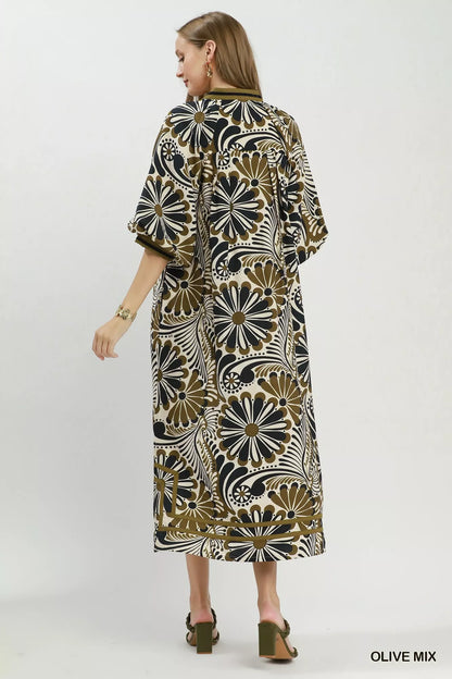 Umgee Abstract Print Midi Dress