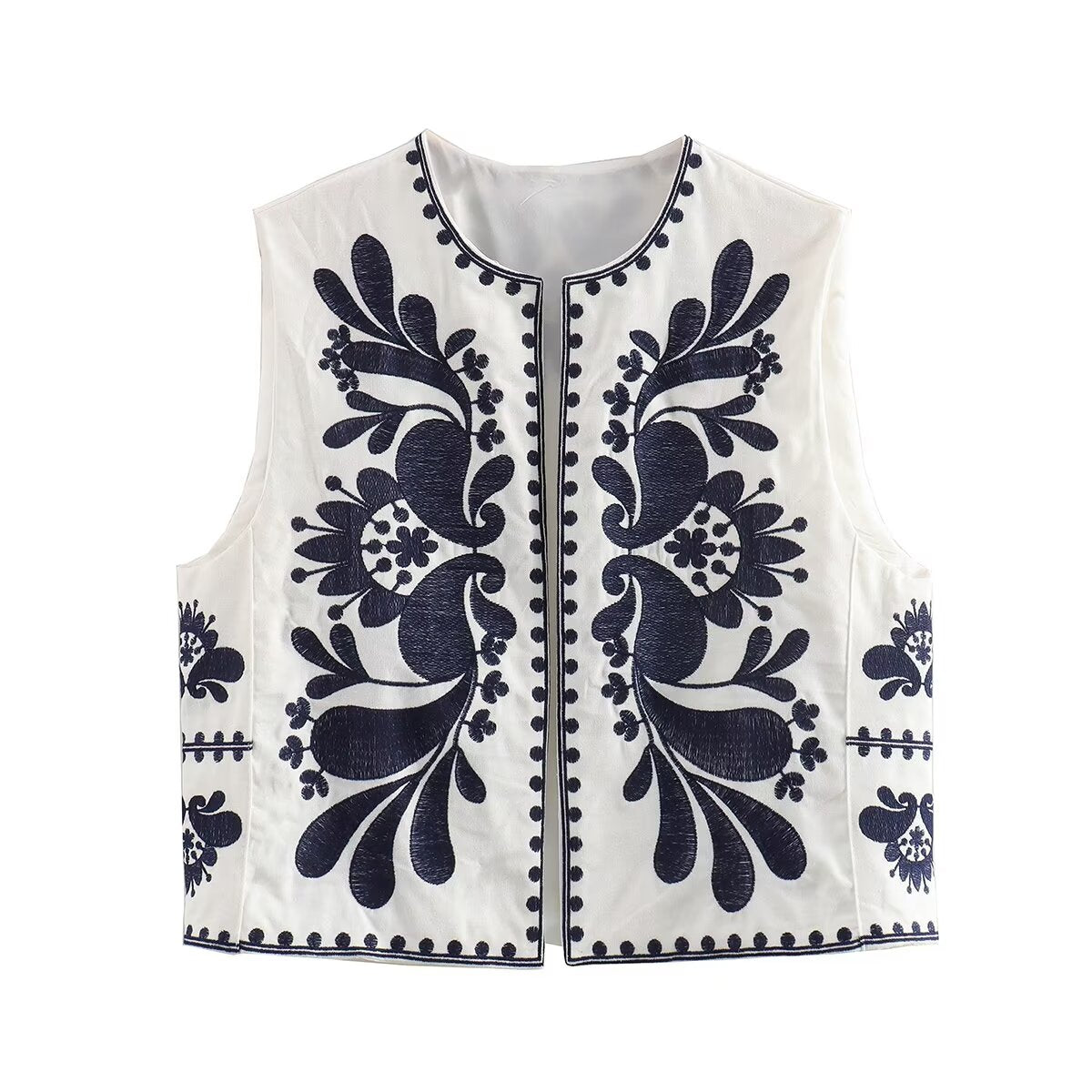 Embroidered Vest Dark blue and embroidered