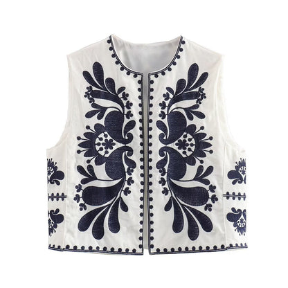 Embroidered Vest Dark blue and embroidered