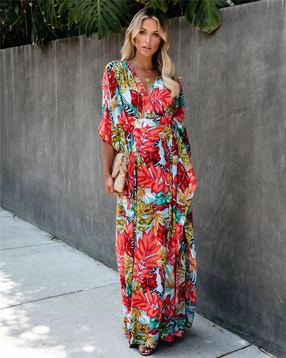 Day to Night Printed Kaftan Maxi One Size Multi