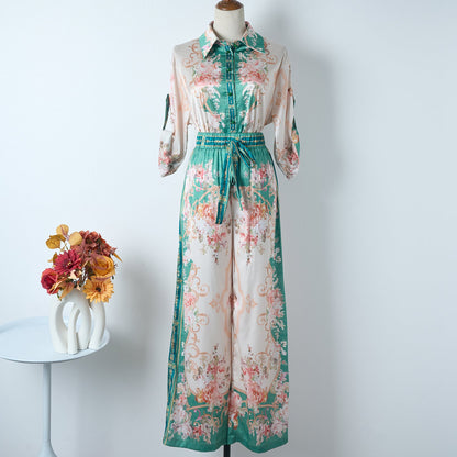 Green Vintage Print Two Piece Set Multi-1