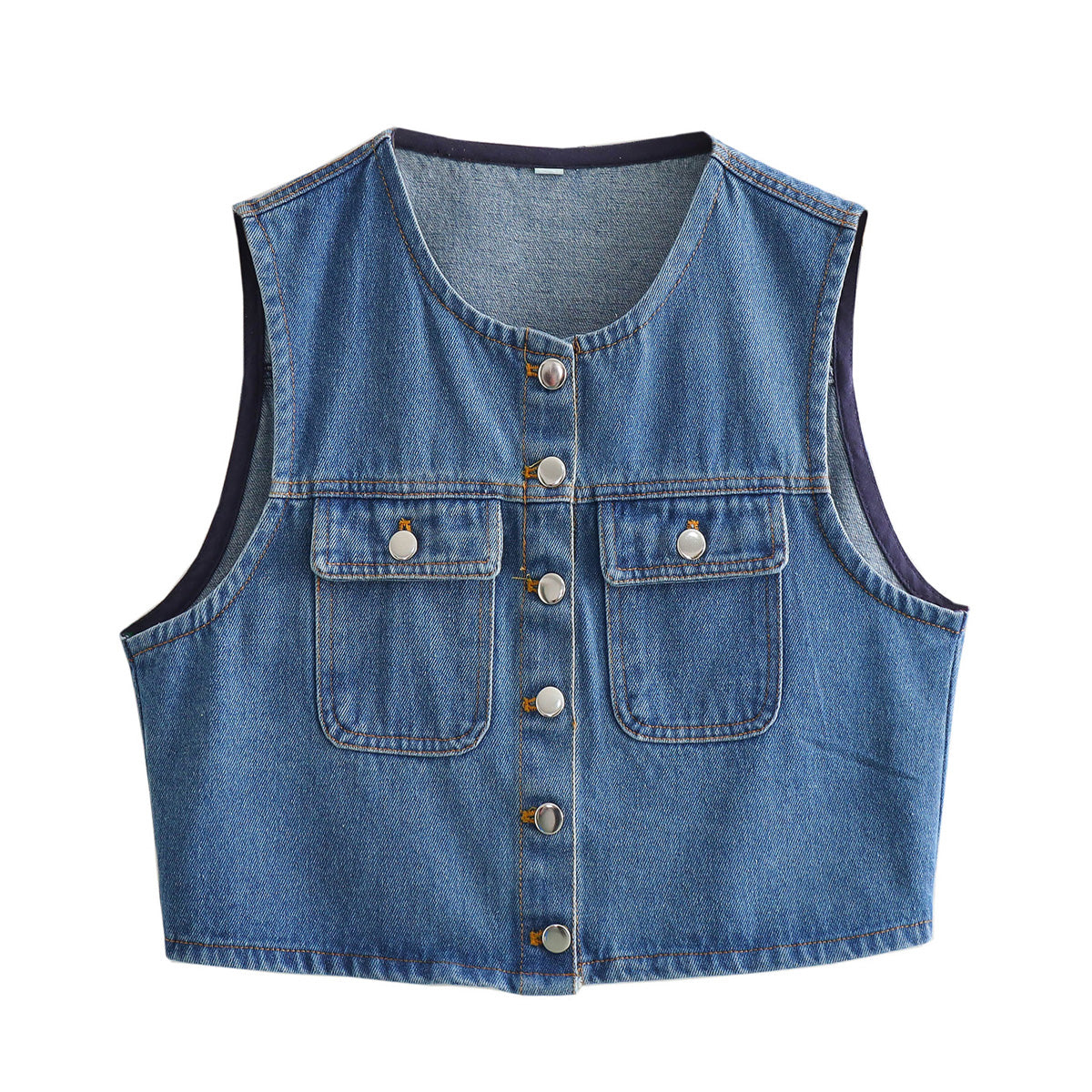 Casual Denim Vest Blue