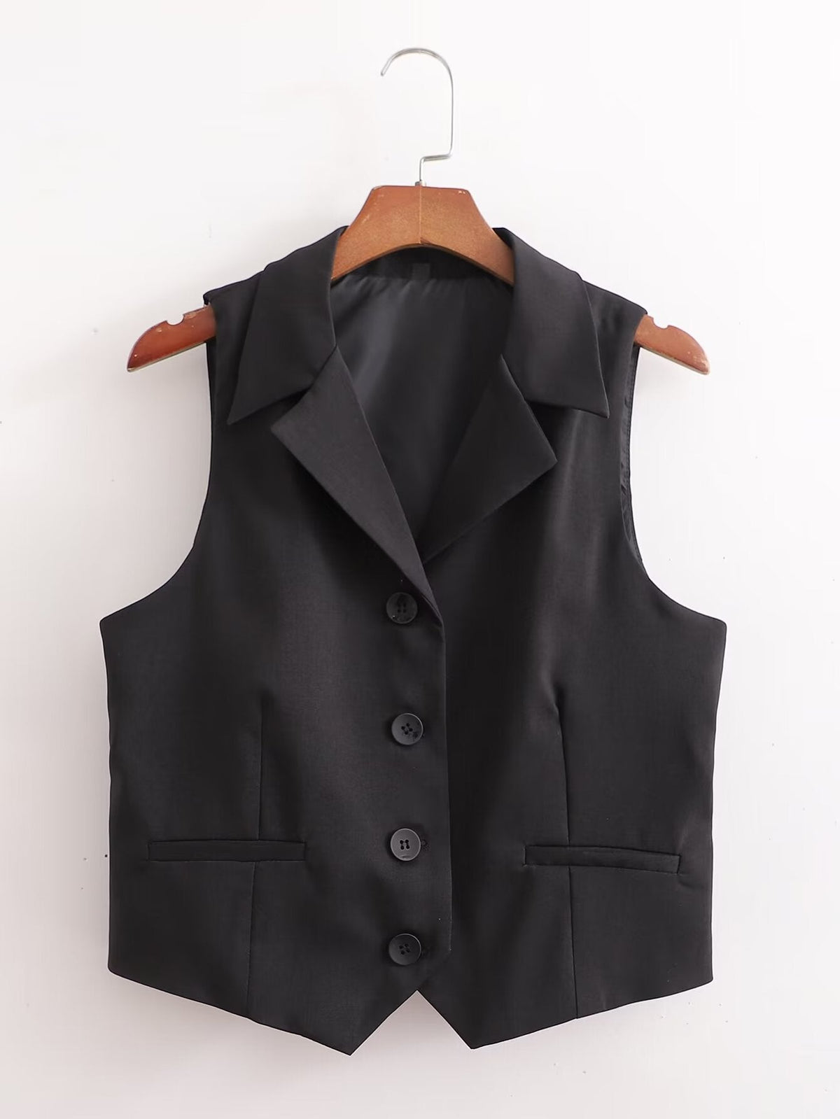 Casual Slim Fit Vest Jacket Black