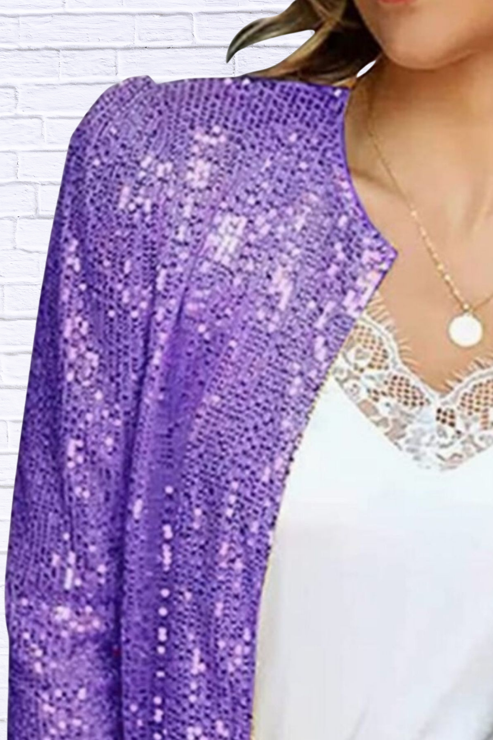 Full Size Sequin Long Sleeve Jacket Plus Size