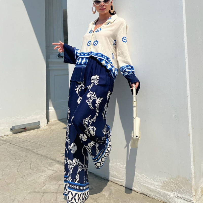 Printed Wide Leg Two Piece Set Print