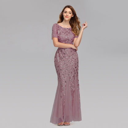 Jesse Sequin Mesh Gown Lotus