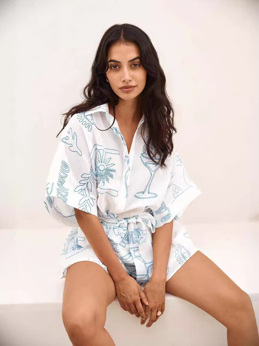 Low Neck Collared Mid Sleeve Romper White