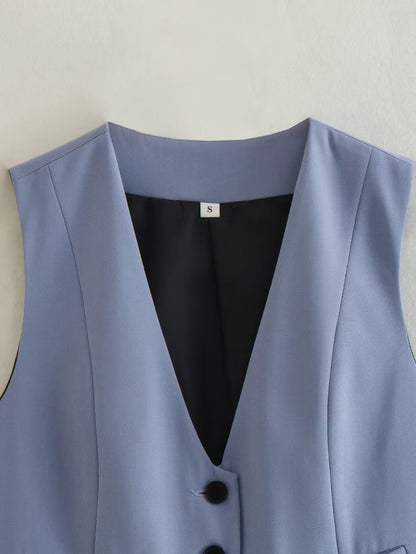Retro Candy Color V-neck Vest Waistcoat