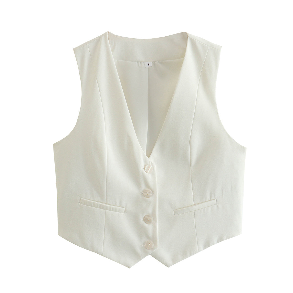 Retro Candy Color V-neck Vest Waistcoat White