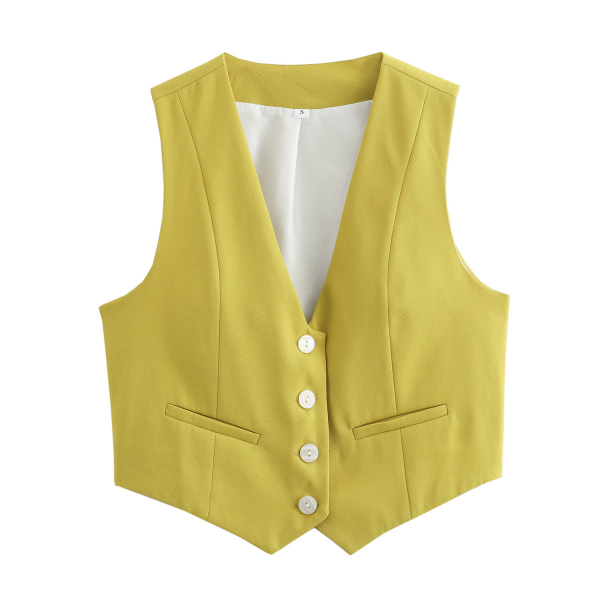 Retro Candy Color V-neck Vest Waistcoat Turmeric