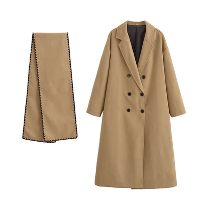 Long Sleeve Mid-Length Coat Camel
