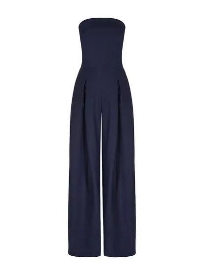 Open Back Slim Fit Jumpsuit Navy Blue