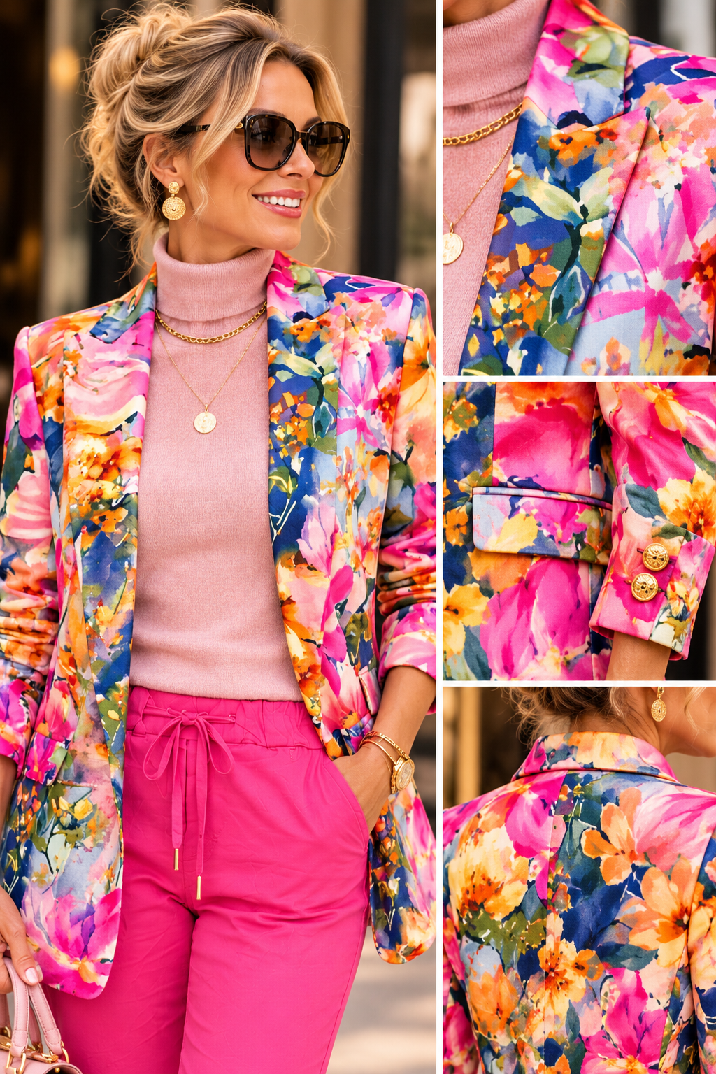 Floral Print Blazer for Women | Colorful Button-Up Jacket