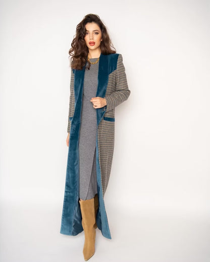 Checked Woolen Slim Coat