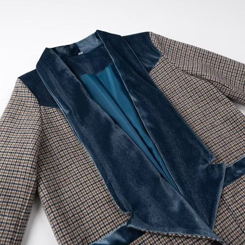 Checked Woolen Slim Coat