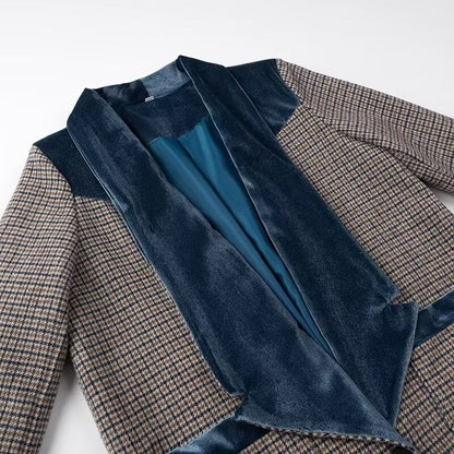 Checked Woolen Slim Coat
