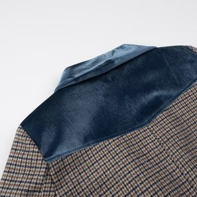 Checked Woolen Slim Coat
