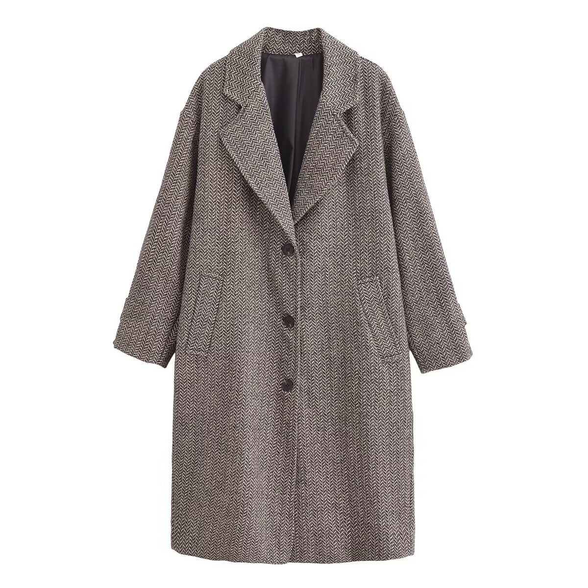 Twill Slimming Mid-Length Coat Gray
