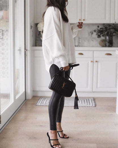 Clidress Bat Sleeve Pullover Loose Fit Sweater