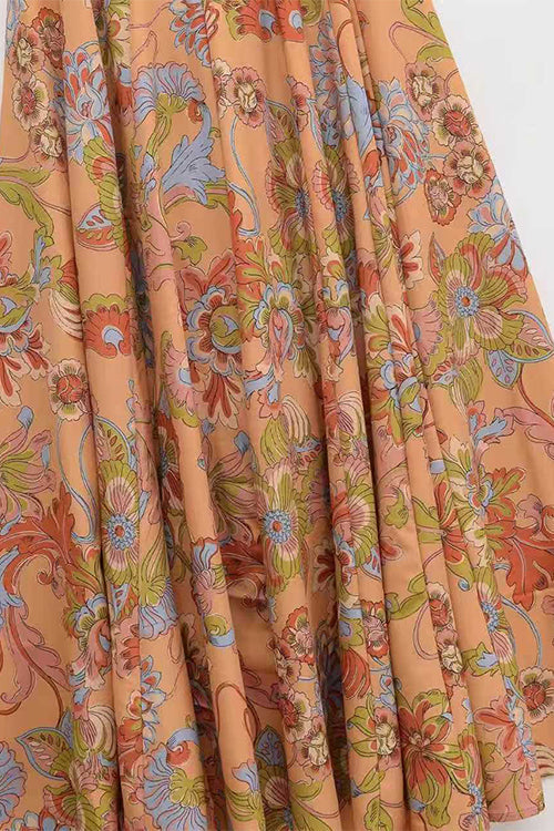 Spaghetti Strap Floral Print Chiffon Maxi Dress