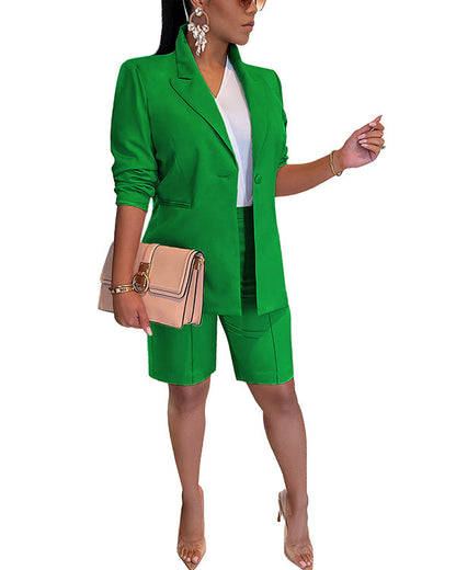 Clidress Leisure Suit Blazer and City Shorts 2 Pieces Set(15 Colors)