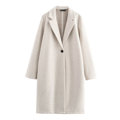 Button Decoration Soft Overcoat Jacket White