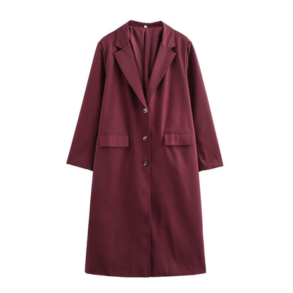 Loose Collar Overcoat Coat Burgundy