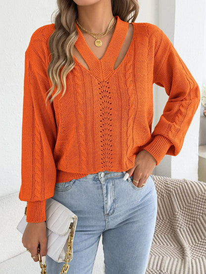 Cut-Out Cable Knit Sweater