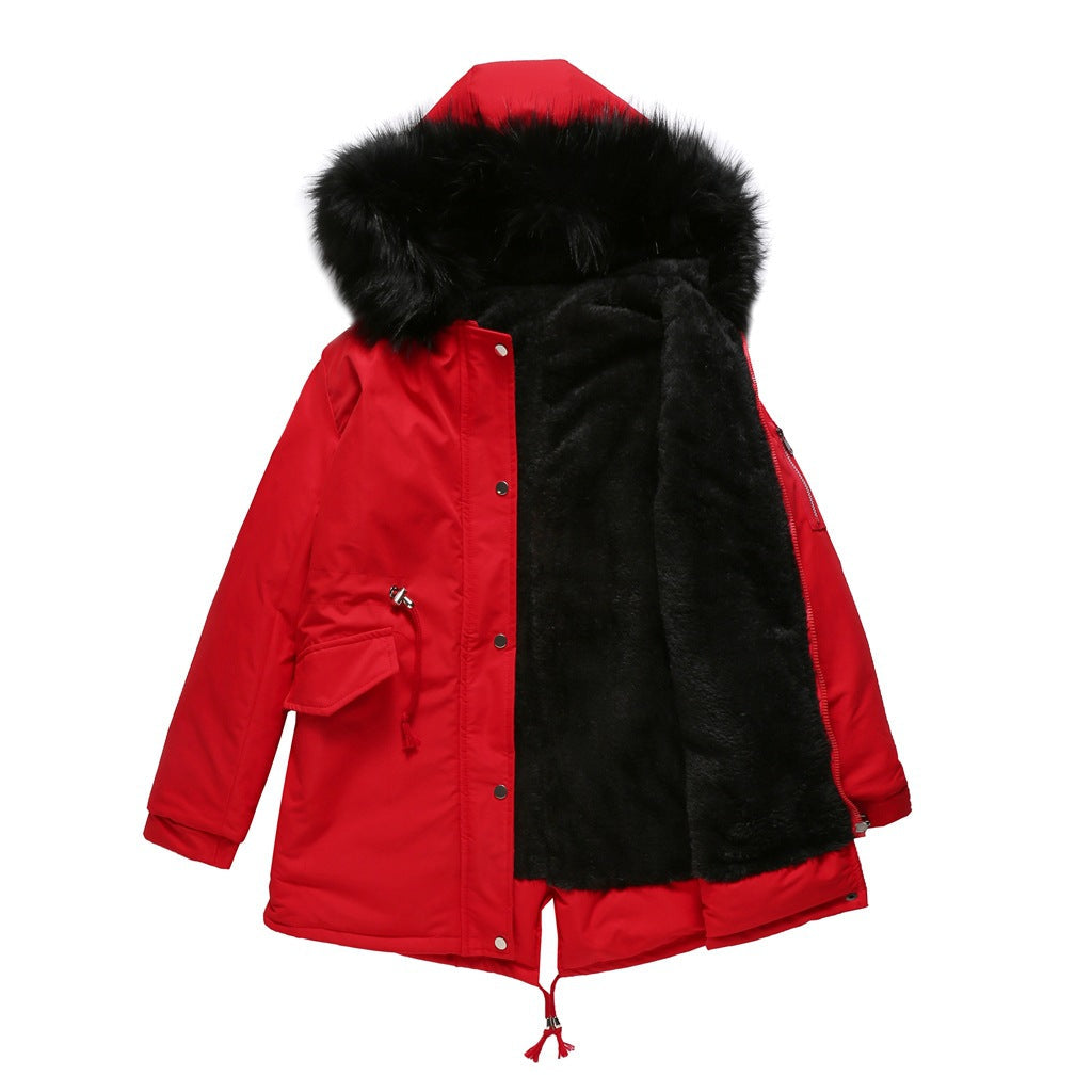 Fur Collar Fleece Cotton-Padded Parkas