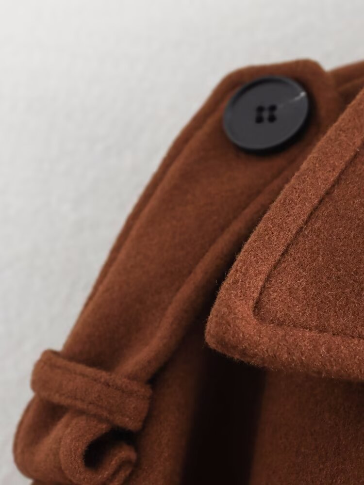 Double Breasted Woolen Cut Coat