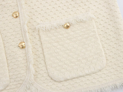 Fringed Knit Sleeveless Vest