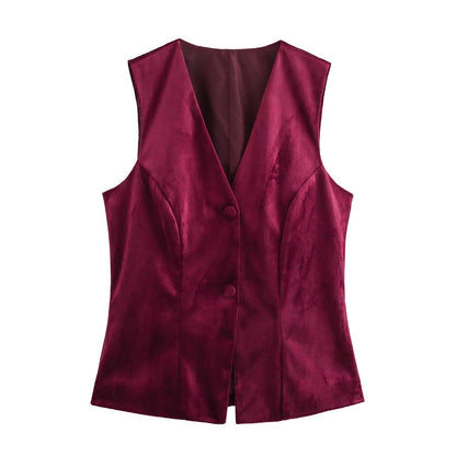 Slimming Casual Vest Top Burgundy