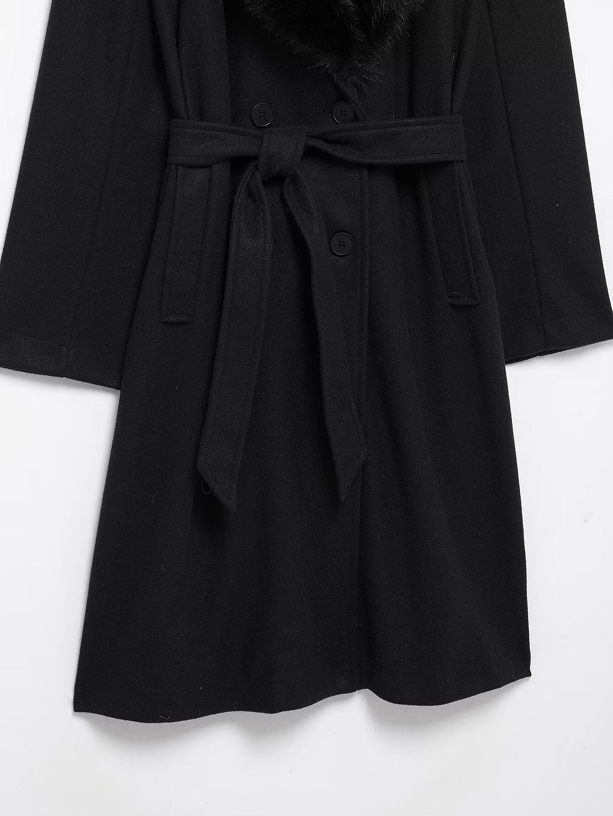 Artificial Fur Belted Trench Coat