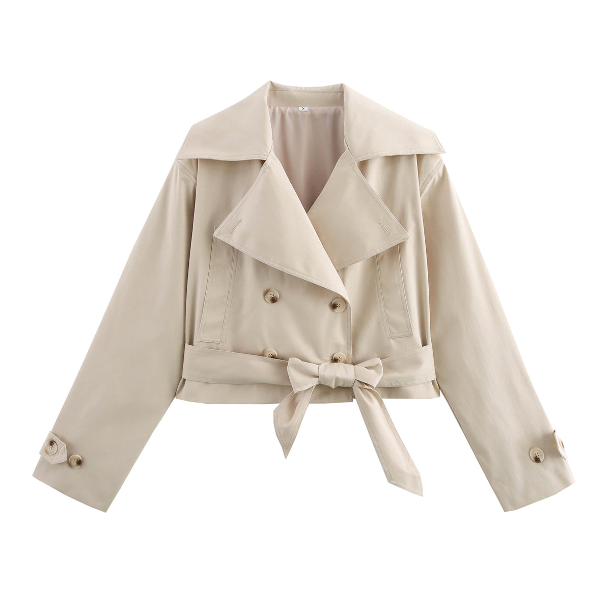 Long Sleeve Belted Jackets Ivory