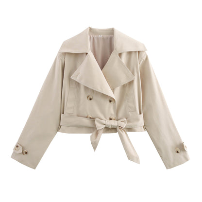 Long Sleeve Belted Jackets Ivory