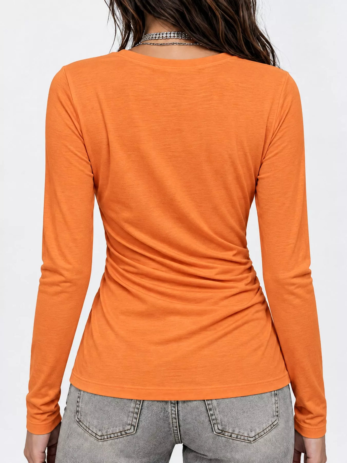 Full Size Surplice Long Sleeve T-Shirt Plus Size