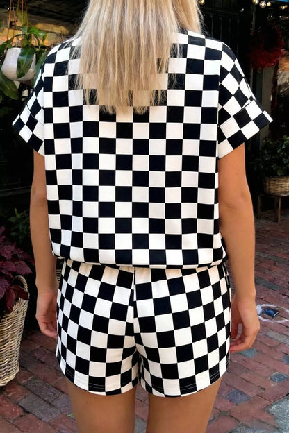Checkerboard Short Sleeve Tee and Shorts Set