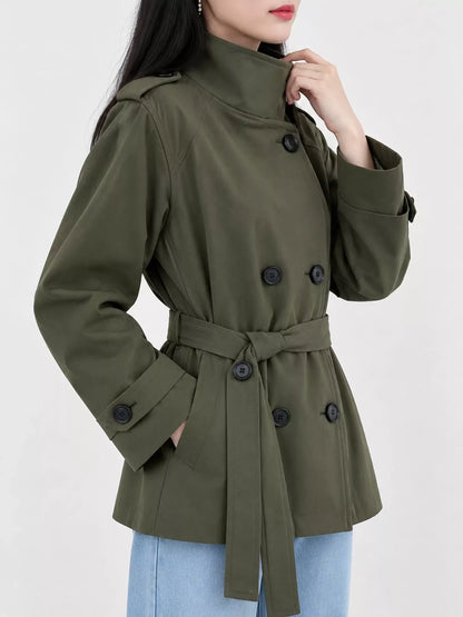 Full Size Double-Breasted Belted Trench Outerwear Plus Size