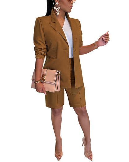 Clidress Leisure Suit Blazer and City Shorts 2 Pieces Set(15 Colors)
