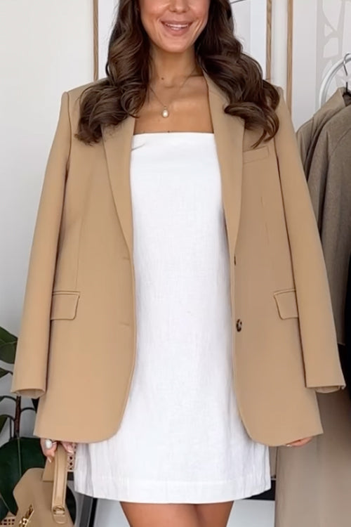 Notch Lapel Button Down Office Blazer Jacket