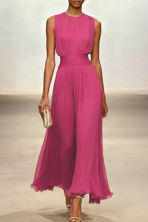 Crewneck Sleeveless High Waist Maxi Dress